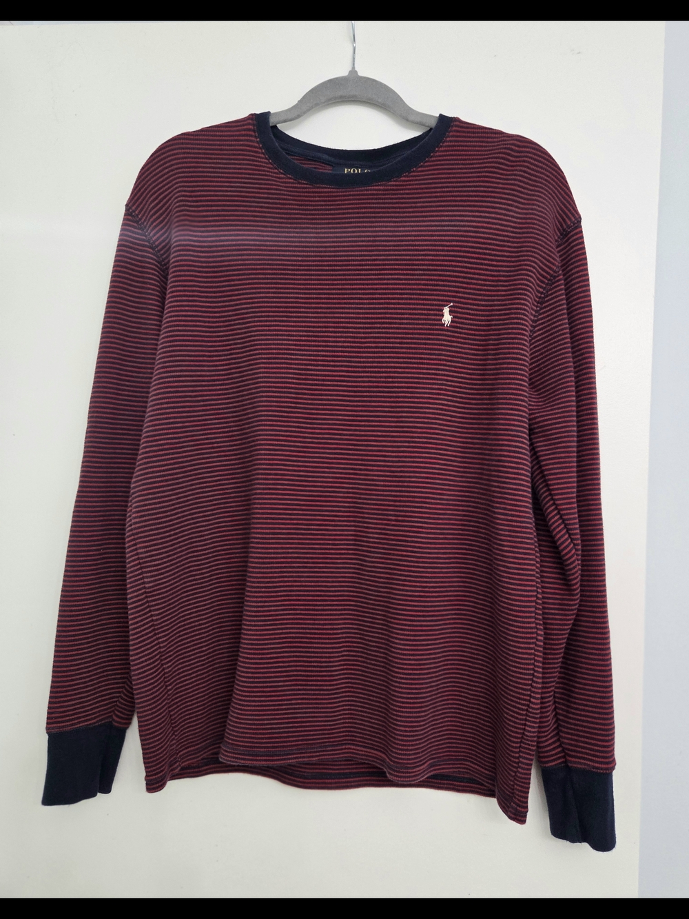 Polo by Ralph Lauren Burgundy & Navy Thin-Striped Crewneck